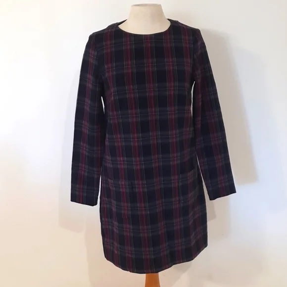 Mango Size M Tartan Long Sleeve Winter Dress Size 12 approx with Pockets - Picture 1 of 6